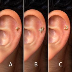 three different types of ear piercings are shown