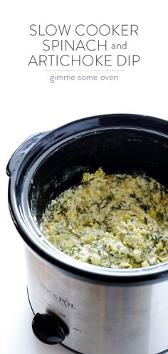 slow cooker spinach and artichoke dip recipe in the crock pot