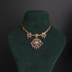 Buy Necklaces Online | Hansitha Choker Necklace from Indeevari Naan Jewellery, Addigai Necklace Gold, Addigai Designs, Antique Gold Jewellery, Gold Jewels Design, Antique Necklaces Design