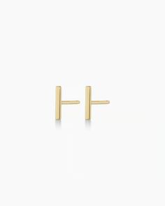 14k Gold Rose Bar Studs – gorjana Gorjana Earrings, Dainty 14k Gold Bar Necklace, Gold Jewelry Gorjana, Gold Hoop Earrings Gorjana, Rose Bar, Gold Bar Earrings Studs, Bar Studs, 14k Gold Necklace, Stacking Rings