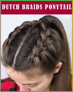 hairstyle, simple hairstyle, cute hairstyle, easy hairstyle, dutch braid hairstyle, braided hairstyle, ponytail hairstyle, casual hairstyle. Simple Braid Ponytail, Simple College Hairstyles, Dancer Hairstyles, Dutch Braid Hairstyle, Medium Ponytail, Navratri Aesthetic, Straight Hair Updo, Cheer Hairstyles, Hairstyle Casual