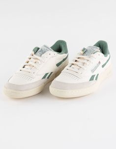 REEBOK Club C Revenge Vintage Mens Shoes - WHT/GREEN | Tillys Shoes Gift For Boyfriend, Reebok Club C Revenge Vintage, Reebok Club C Revenge, Club C Revenge, Flannel Sweatshirt, Mens Skate Shoes, Lug Sole Boots, Reebok Club C, Blast From The Past