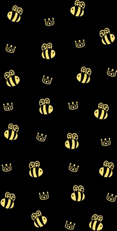 a white background with yellow and black bees