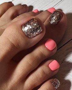 Image edited by AirBrush App. Toe nails idea where some are pink and others with silver glitter. #toenails #nailart #nailsart #gelnails #nailsalon #acrylicnails #nailsoftheday #nailstyle #lovenails #nailsinspire #nailsaddict #photoeditor #filter #airbrush #retouch