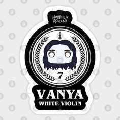 the vanya white violin sticker is shown in black and white with an image of a