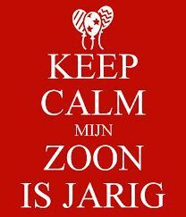 the words keep calm and minin zoom is jarig on a red background with white lettering