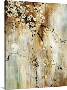 a painting with white flowers on it