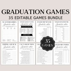 the 25 game bundle for graduation games is shown in black and white