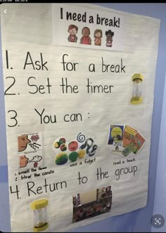 a bulletin board with pictures and words on it