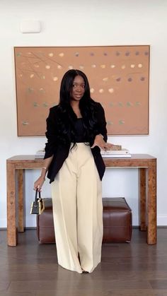 Office Simple Outfits Women, Millenial Corporate Attire, Formal Brunch Outfit Classy, Mother Graduation Outfit, Cream Slacks Outfit, Casual But Classy Outfits, Outfits For Pear Shaped Women, Church Ootd, Boots With Jeans