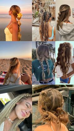 many different pictures of women with long hair