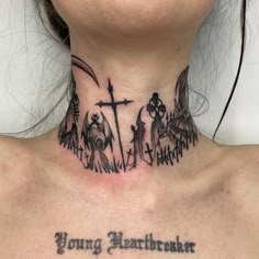 a woman with a tattoo on her neck