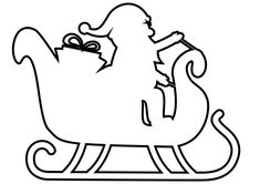 a black and white drawing of a person on a sleigh with a gift