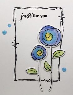 a card with blue flowers and the words i'm for you written on it