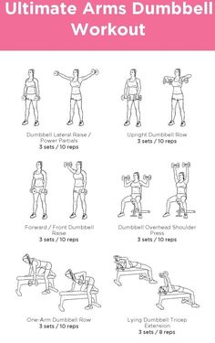 the ultimate arm dumbbell workout for women and men with instructions on how to do it