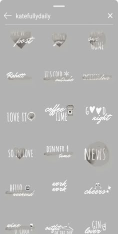 some type of stickers that are on the back of a cell phone, with different font