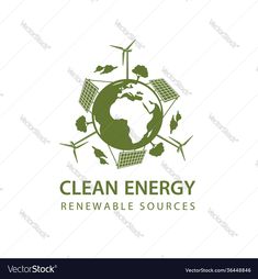 clean energy logo with windmills and earth