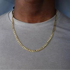 Gold Plated Stainless Steel Figaro Chain Men Women 20” Figaro Necklace, Figaro Chain Necklace, Necklace Men, Mens Chain Necklace, Party Necklace, Chain Fashion, Long Chain Necklace, Figaro Chain, Chains Necklaces