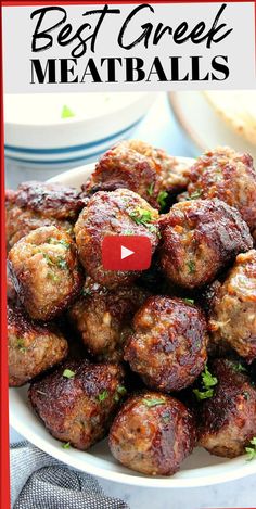 the best greek meatballs recipe on a white plate