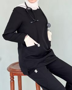 Feeling sleek and professional in my the scrub project black long sleeves scrubs! 💼 ‎الأناقة والاحترافية في سكراب ذا سكراب بروجكت أسود بأكمام طويلة! 💼 . . . . ‏#explore #fyp#reels #instagram #med #medicalstudent #jordan #thescrubproject #tsp #viral #طب #طلاب_الطب #مبتعثين_الأردن #دراسة_الطب #طب_الاسنان #medicine #doctor#sububmedical #ammanjordan #amman #jordan#doctor #medicine #medical #amman#ammanjordan#jordan#دكتور #طبي #طبيب_اسنان #دكتورة #الطب Modest Scrubs, Doctor Medicine, Amman Jordan, Medicine Doctor, Reels Instagram, Inside Design, Scrubs, Long Sleeves, Quick Saves