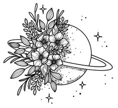 the planets with flowers and stars on it