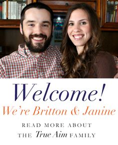 a man and woman holding up a sign that says welcome we're briton & jamie read more about the true ann family