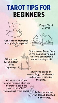 a poster with instructions on how to use tarot for beginner's writing