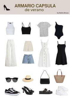 Prendas básicas para todos tus veranos. Prendas que no pasan de moda. verano, ropa, prendas, básicos. Minimal Style Outfits, Summer Capsule Wardrobe, Hippie Outfits