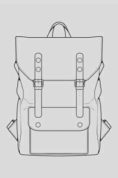 a drawing of a backpack with two straps on the front and one in the back