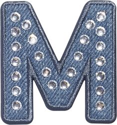 the letter m is made out of denim with sequins