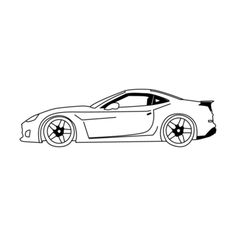 a black and white drawing of a sports car