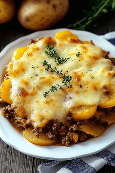 Cheesy Hamburger Potato Casserole: A Comforting, Hearty Meal Hamburger And Potato Recipes, Gluten Free Hamburger Recipes, Hamburger Potato Casserole, Hamburger And Potatoes, Creamy Potatoes, Ground Beef And Potatoes, Seasoned Potatoes, Cheesy Casserole, Parmesan Crusted Chicken