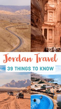 the jordan travel guide is shown in this collage with images from different places around the world