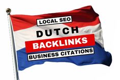 a flag with the words backlinks and business citations on it in front of a white background