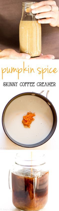 Make your coffee taste like pumpkin pie with this Skinny Pumpkin Spice Coffee Creamer! SO easy & just 2 calories! Pumpkin Pie Spice Coffee, Pumpkin Spice Coffee Creamer, Homemade Coffee Creamer, Spice Coffee, Pumpkin Spice Coffee, Spiced Coffee, Coffee Tasting