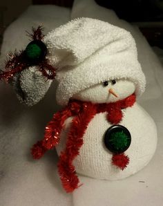 a snowman with a hat and scarf on