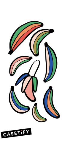 an abstract drawing of multicolored bananas with the word casefly on it's bottom corner