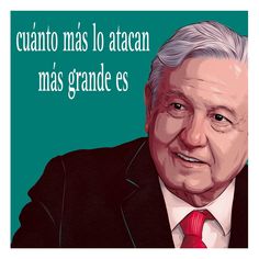 an older man in a suit and tie with the caption that reads, quanto mas lo atacan mas grande es