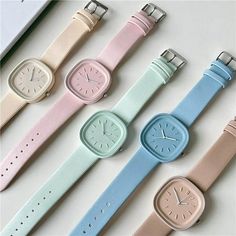 Description: Featuring a square dial design, a pin buckle wearing method and an elastic and flexible strap, this quartz watch is resistant to scratches and yellowing, wear and impact. With exquisite workmanship and chic appearance, this quartz watch is classic, stylish and temperament, and will allow you to wear it with a variety of outfits, jewelry, handbag and hair accessories. It is constructed of alloy material. The length of the dial is 3.5cm, the total length of the watch is 23.5 cm. It is Candy Watch, Pretty Watches, Fancy Watches, Cute Watches, Watches Women Leather, Hand Watch, Fashion Watch, Girly Accessories, Girls Watches