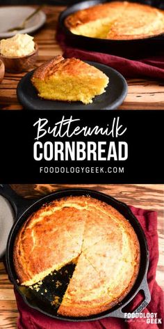 buttermilk cornbread in a cast iron skillet