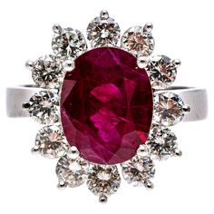 Platinum, Ruby and Diamond Double Halo Cocktail Ring, App. 0.64 TCW For Sale at 1stDibs Round Halo Ring, Stone Jewellery, Round Halo, Gorgeous Ring, Double Halo, Lorde, Halo Diamond Ring, Platinum Ring, Ruby Diamond