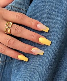 Yellow Nail, Summer Nail Designs, Her Nails, Acrylic Nails Coffin Short, Yellow Nails, Pretty Acrylic Nails