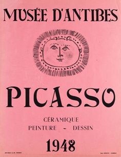 a pink book with black writing on the front and back cover that reads, musee d'antibes picasso