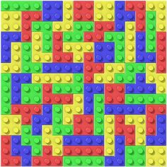 an image of colorful lego blocks in the shape of a square, with different colors and sizes