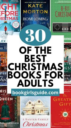 the best christmas books for adults with title overlaying 30 of the best christmas books for adults