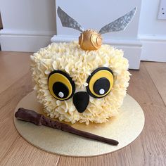 a cake made to look like an animal with horns and eyes