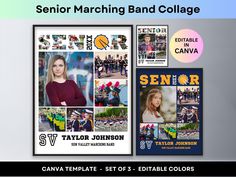 the senior marching band collage is displayed