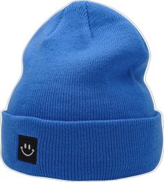 Warm Blue Beanie For Winter, Blue Winter Beanie Cap, Blue Beanie For Winter, Blue Casual Beanie For Cold Weather, Warm Blue Beanie Cap, Blue Casual Winter Beanie, Blue Beanie Hat For Winter, Warm Blue Beanie Hat, Blue Warm Beanie For Cold Weather