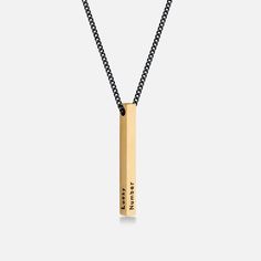 Pillar Bar Necklace for Men - Gold Vermeil Gold Bar Pendant Necklace, Life Mantra, Luna Fashion, Gold Bar Pendant, Safety Policy, Rose Gold Bar, Message Necklace, Vertical Bar Necklace, Medium Hoop Earrings