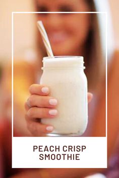 Peach Crisp Smoothie (vegan) Coconut Cloud, Coconut Snacks, Vegan Summer Recipes, Dairy Free Snacks, Peach Crisp, Dairy Free Dinner, Coconut Drinks, Coconut Desserts, Vegan Drinks